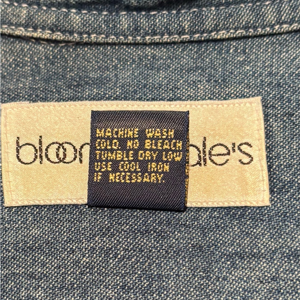 Vintage Bloomingdales Denim Dress Long Sleeve 14 Large Pockets USA - Picture 5 of 6